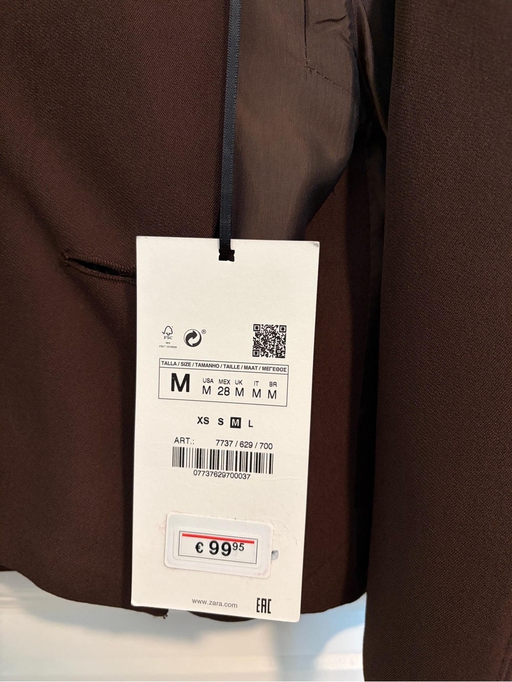 Zara Chocolate Brown Double-Breasted Blazer - Picture 6 of 6